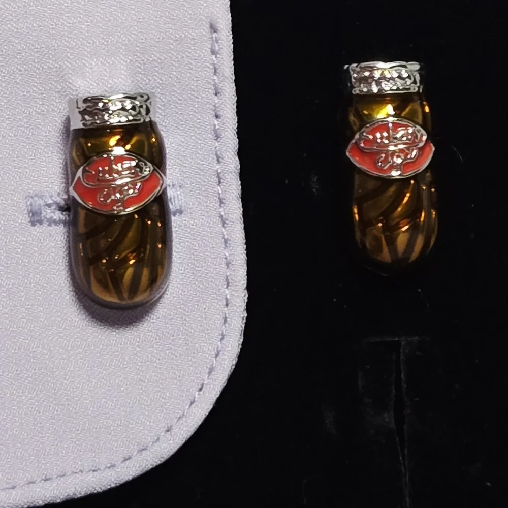Brown Cuban Cigar Men’s Novelty French Cufflinks Silver Plated Bullet Back Gift